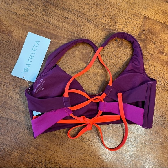 NWT Athleta purple orange D-DD Colorblock triangle bikini top size XS - Picture 5 of 7